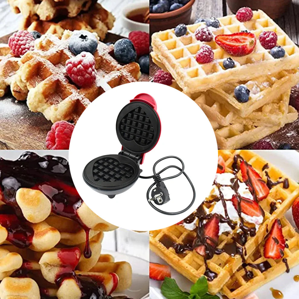 Utensia Heart Shape Mini Waffle Maker | Non-Stick Electric Breakfast Maker