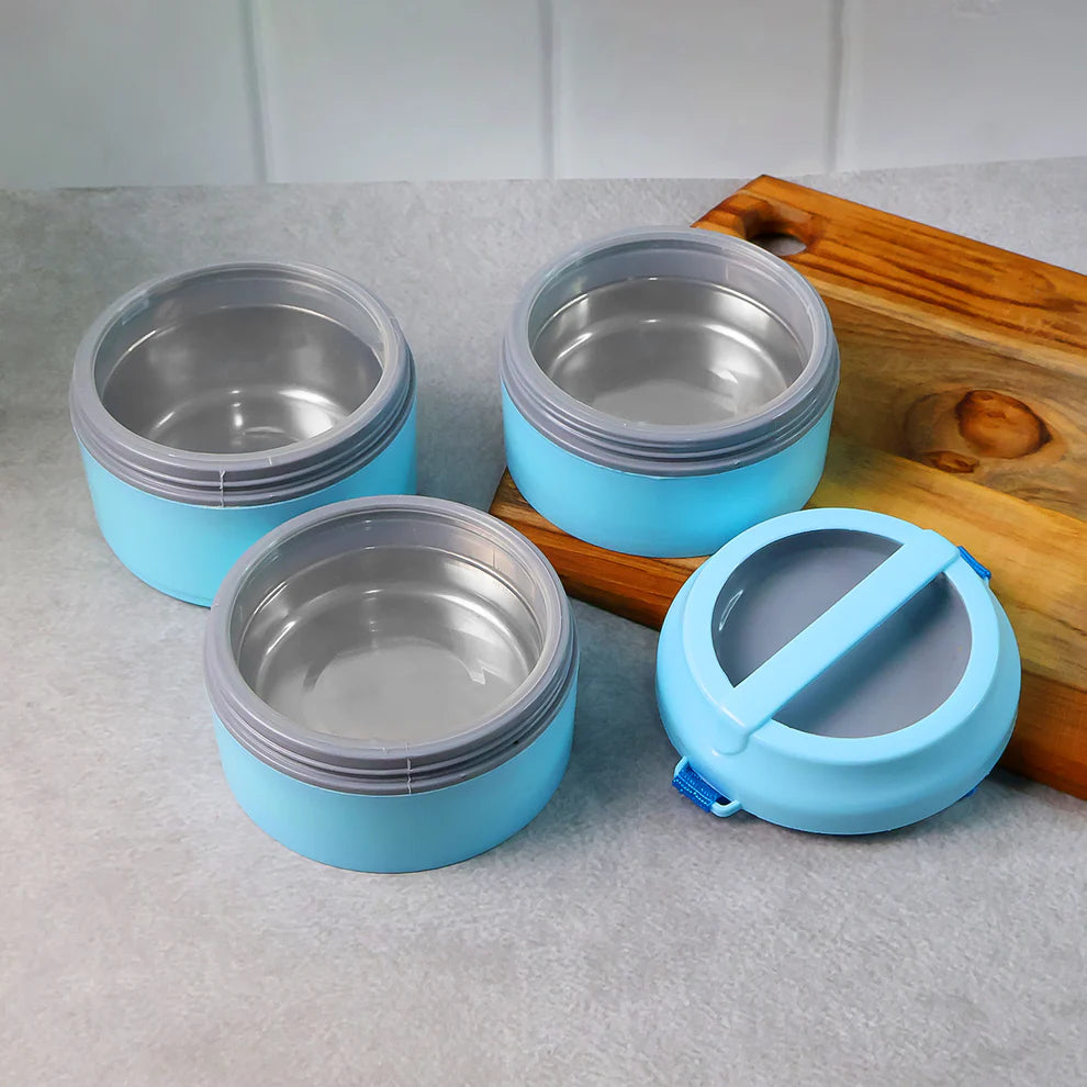3-Layer Insulated Lunch Box Set with Handle & Carry Strap | Leakproof Food Container