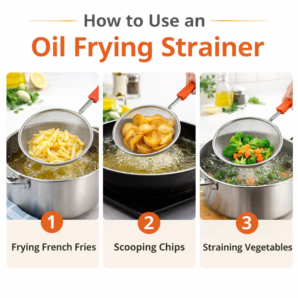 Utensia Fine Mesh Stainless Steel Strainer | Multipurpose Kitchen Sieve for Frying, Filtering & Draining