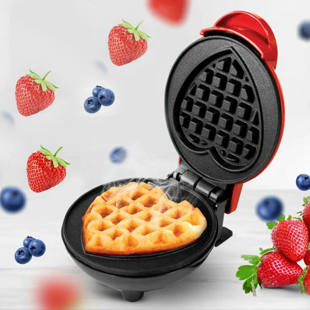 Utensia Heart Shape Mini Waffle Maker | Non-Stick Electric Breakfast Maker