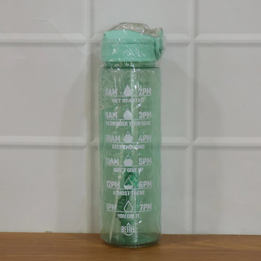Utensia Motivational Water Bottle with Time Marker & Straw | Leakproof Flip-Top Lid | BPA-Free Fitness Water Bottle