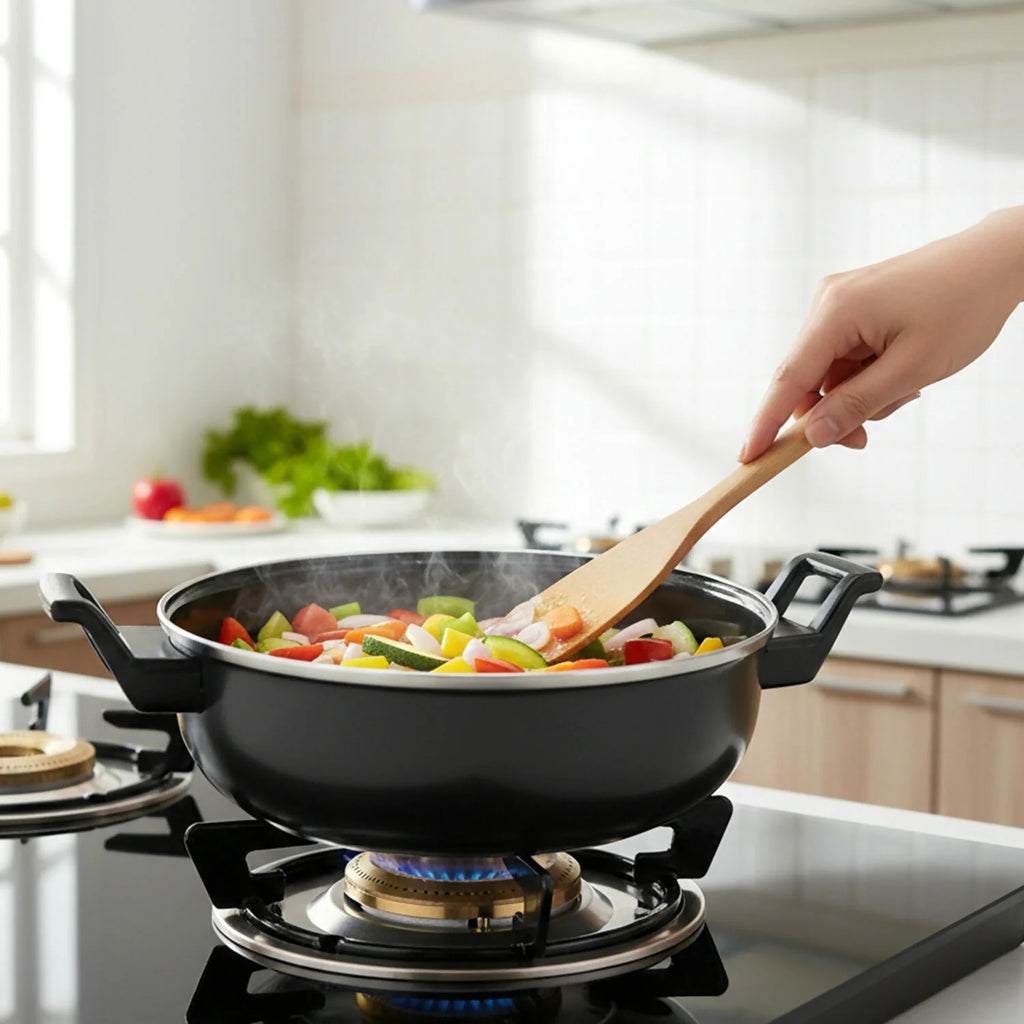 Utensia Hard-Coated Karahi Pan with Dual Handles | Durable Non-Stick Cooking Pan for Everyday Use