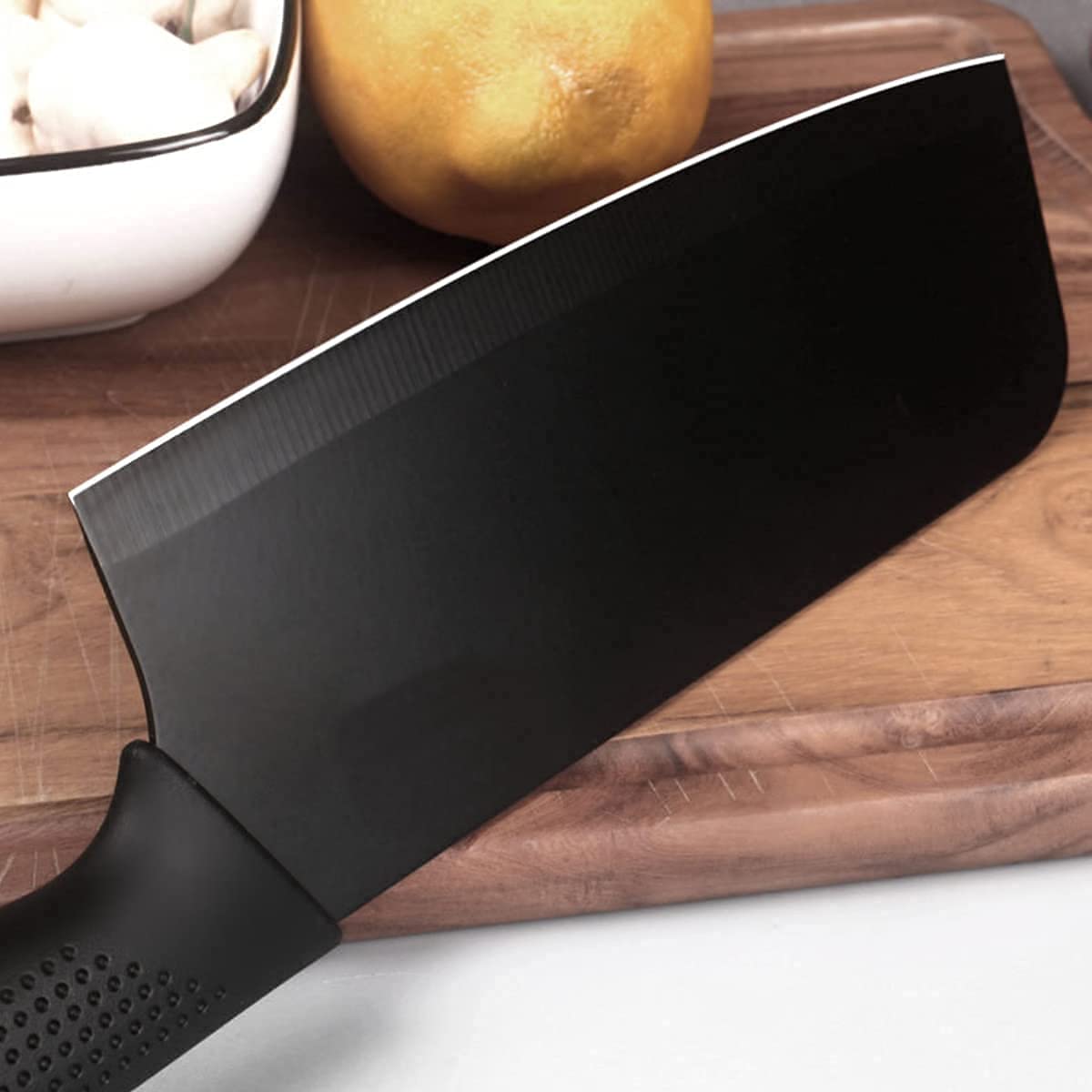 Professional Stainless Steel Kitchen Knife Set, 3-Piece Meat and Chef's Knife with Non-Slip Handle, Manual Sharpening for Home and Restaurant Use, Includes Covers (Black)