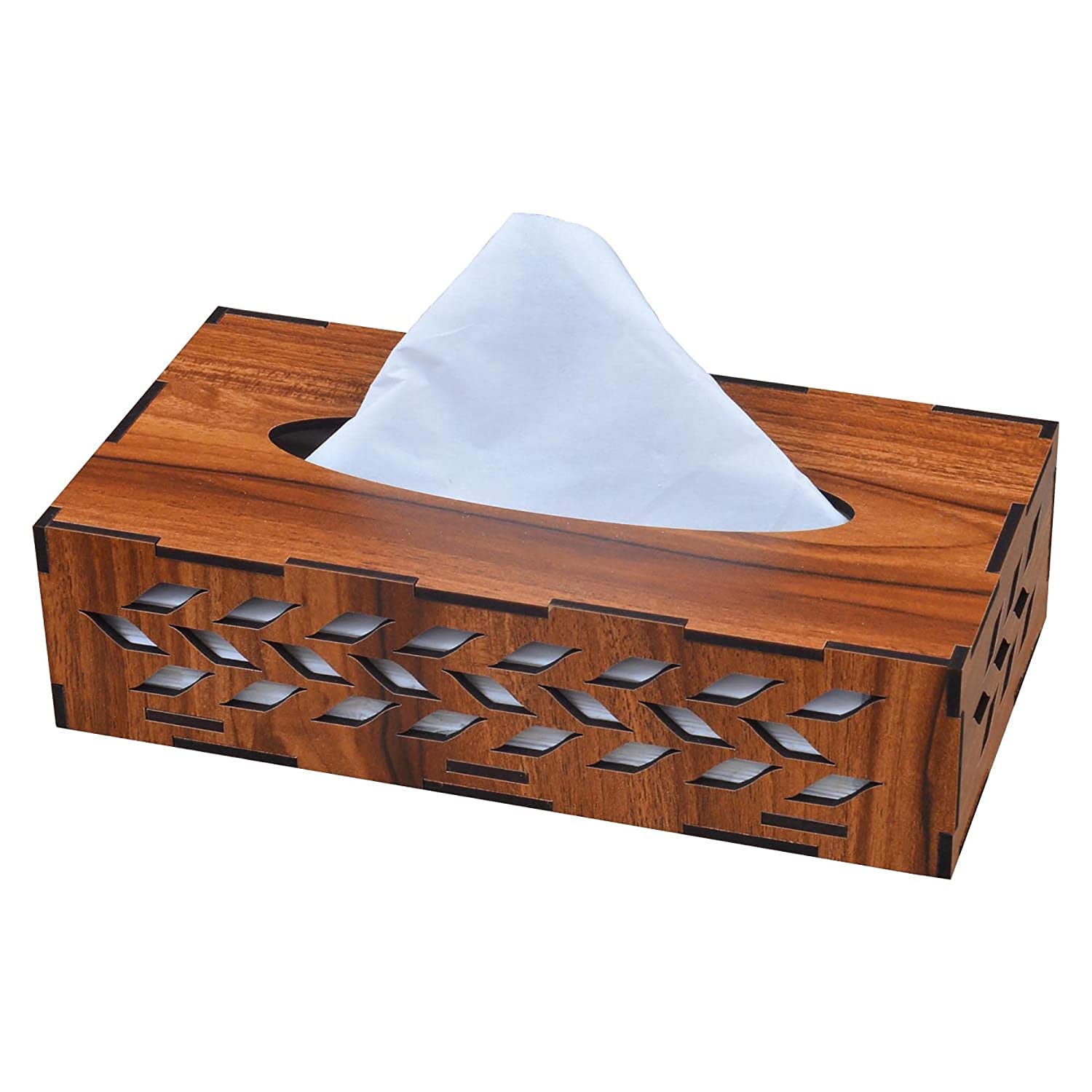 KBR Wooden Tissue Paper Box | Decorative and Stylish Wooden Tissue Holder Stand for Car, Home, Office Desk, Resturant and Cafeteria (Rectangle)