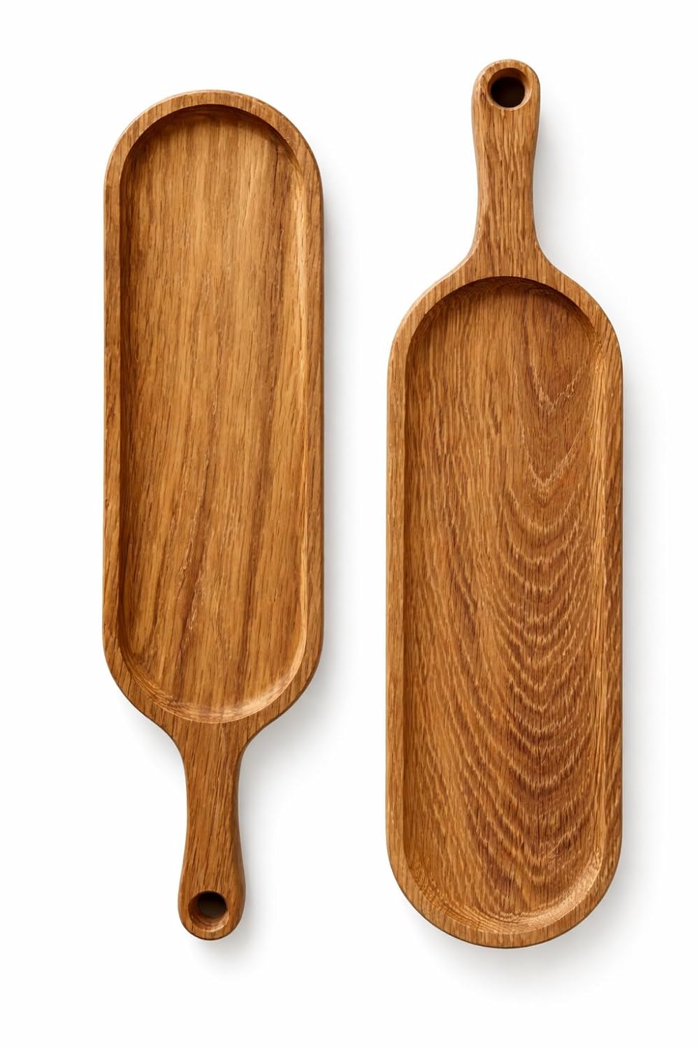 Wooden Serving Tray with Handle Snacks Desserts Tea Coffee Decorative Kitchen Serving Platter for Food Mango Wood Set of 2