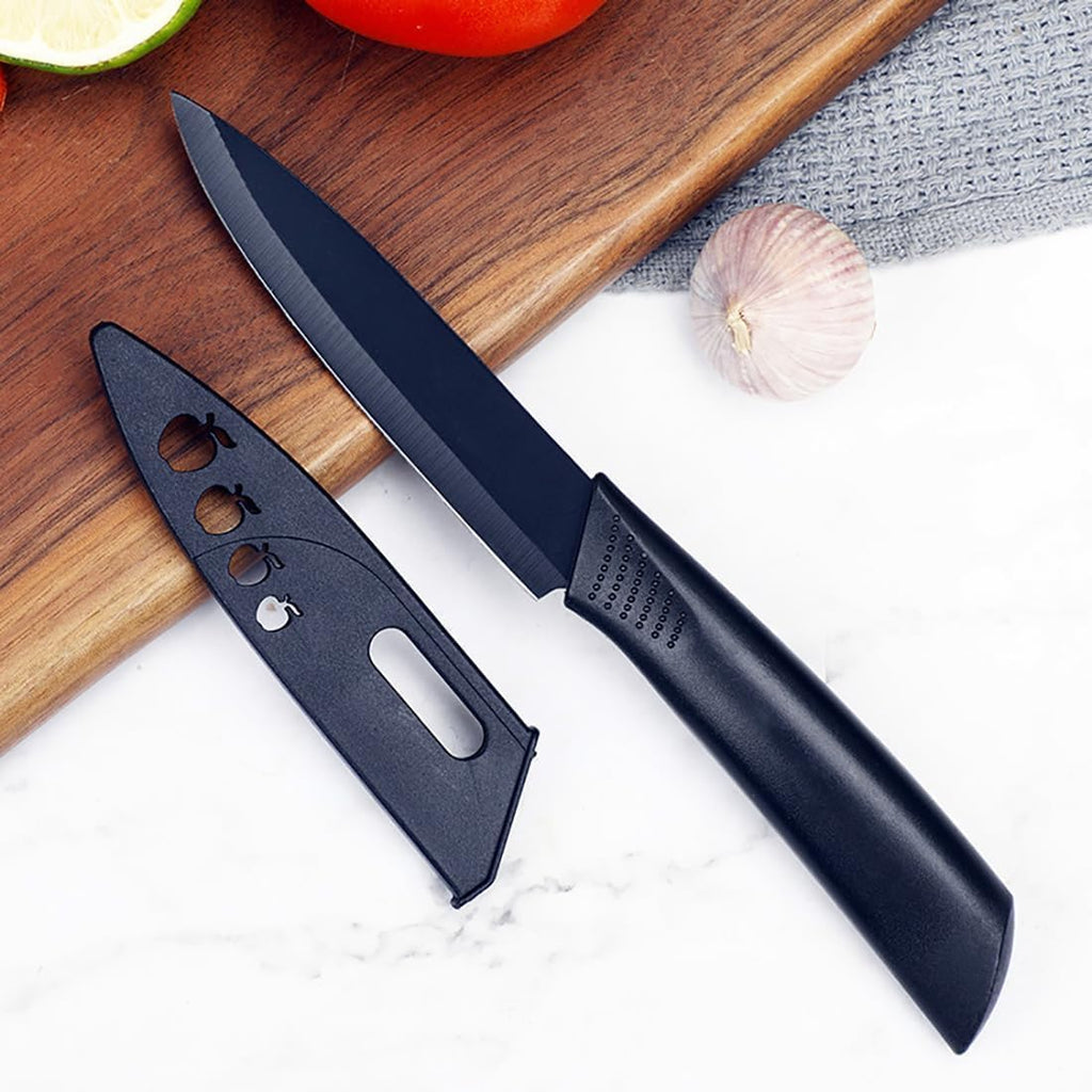 Professional Stainless Steel Kitchen Knife Set, 3-Piece Meat and Chef's Knife with Non-Slip Handle, Manual Sharpening for Home and Restaurant Use, Includes Covers (Black)