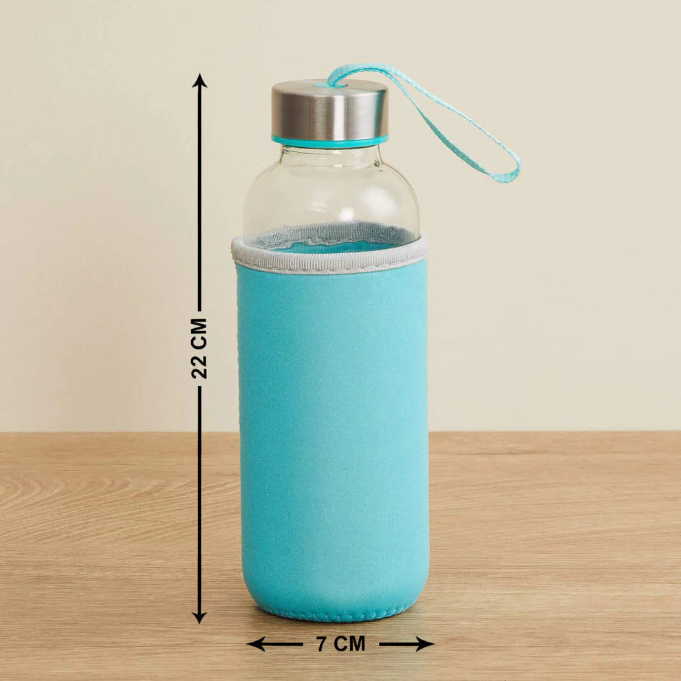 Utensia Glass Water Bottle with Protective Cover – 500ml