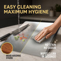 Stainless Steel Cutting Board for Kitchen Countertop, Non-Slip Metal Chopping Board, Odor Resistant, Easy to Clean, 35 x 31 cm, Comes with 4 Steel Straws