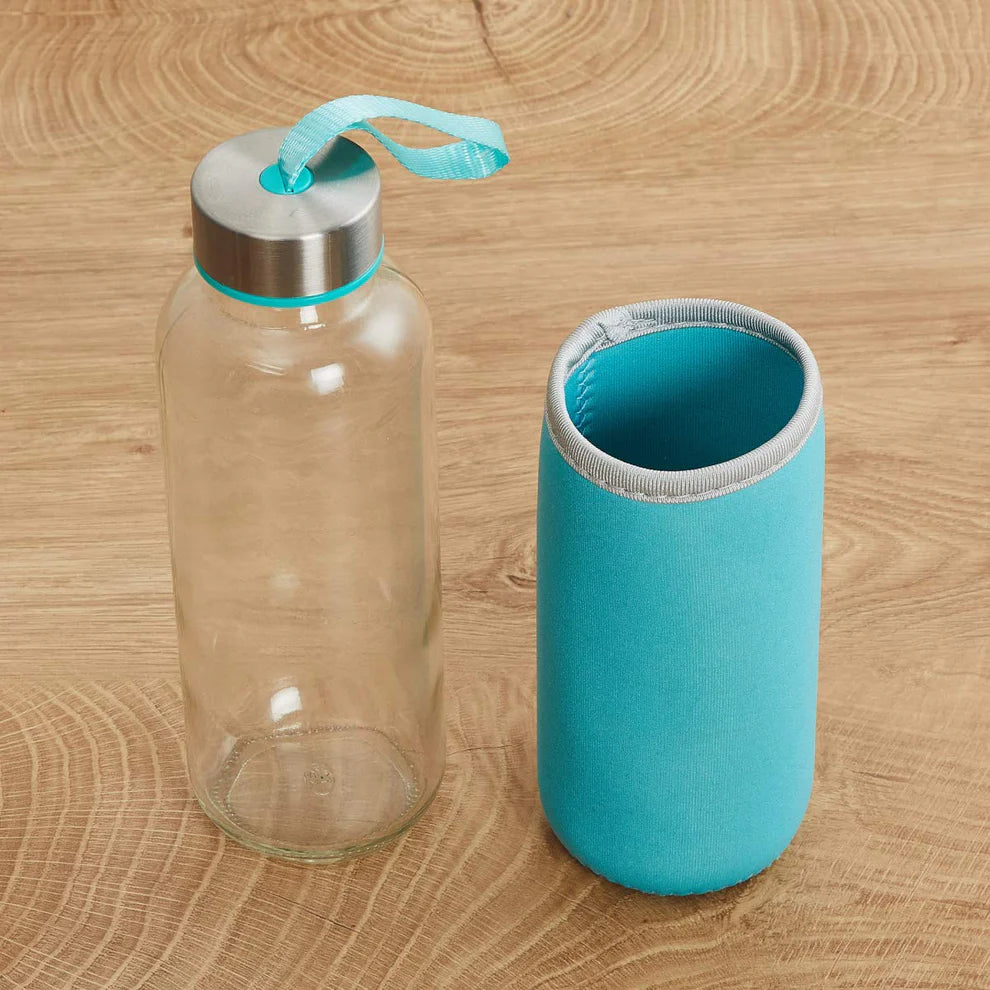 Utensia Glass Water Bottle with Protective Cover – 500ml