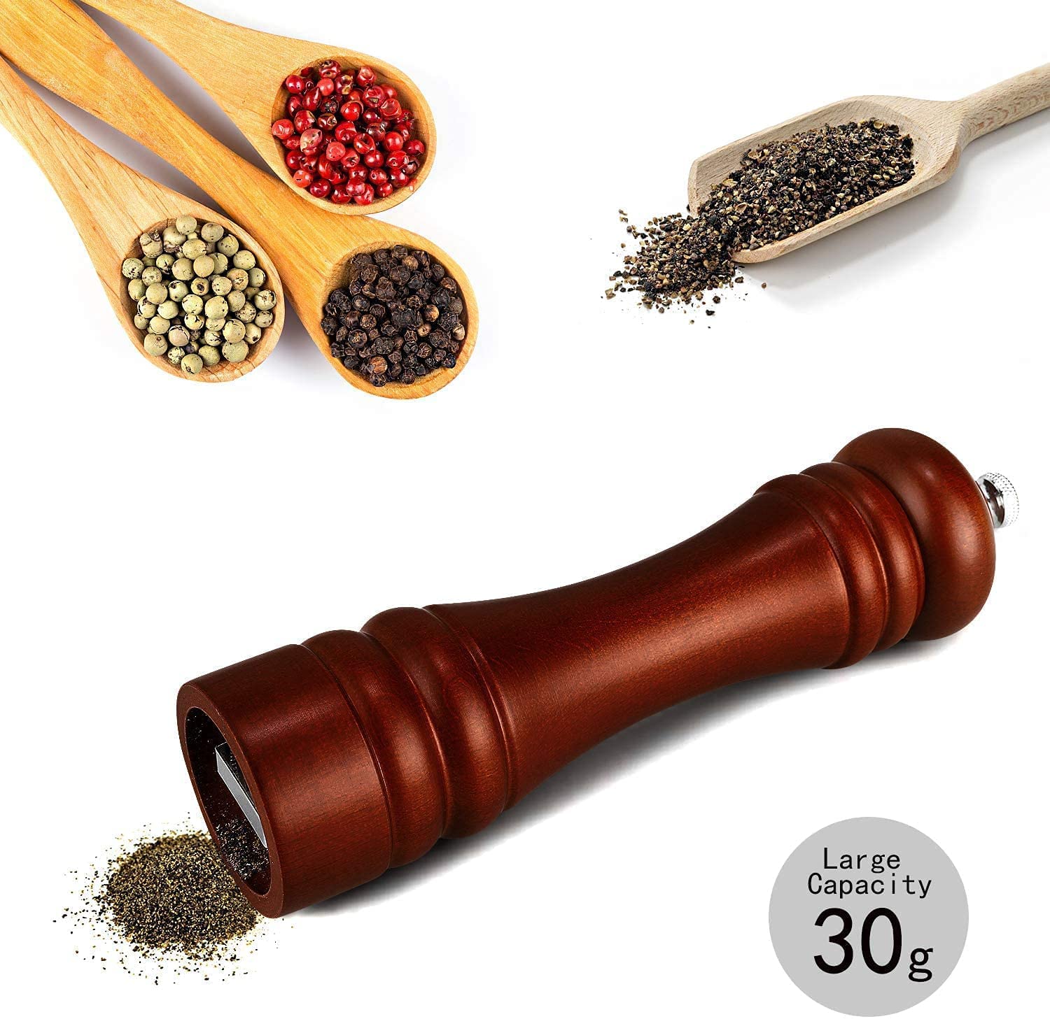 Jamboree 1pc Wooden Spice Salt Pepper Grinder Spice Mills Hand Movement Manual Pepper Mill Kitchen Tools Mill Set Wooden Traditional Pepper Mill (Beige, Pack of 1)