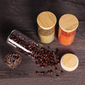 Glass Jars Air Tight Canister Borosilicate Kitchen Food Storage Container Set With Natural Bamboo Lids For Candy, Cookie, Rice, Sugar, Flour, Pasta, Nuts (270Ml Jars, 6 Pcs), Transparent