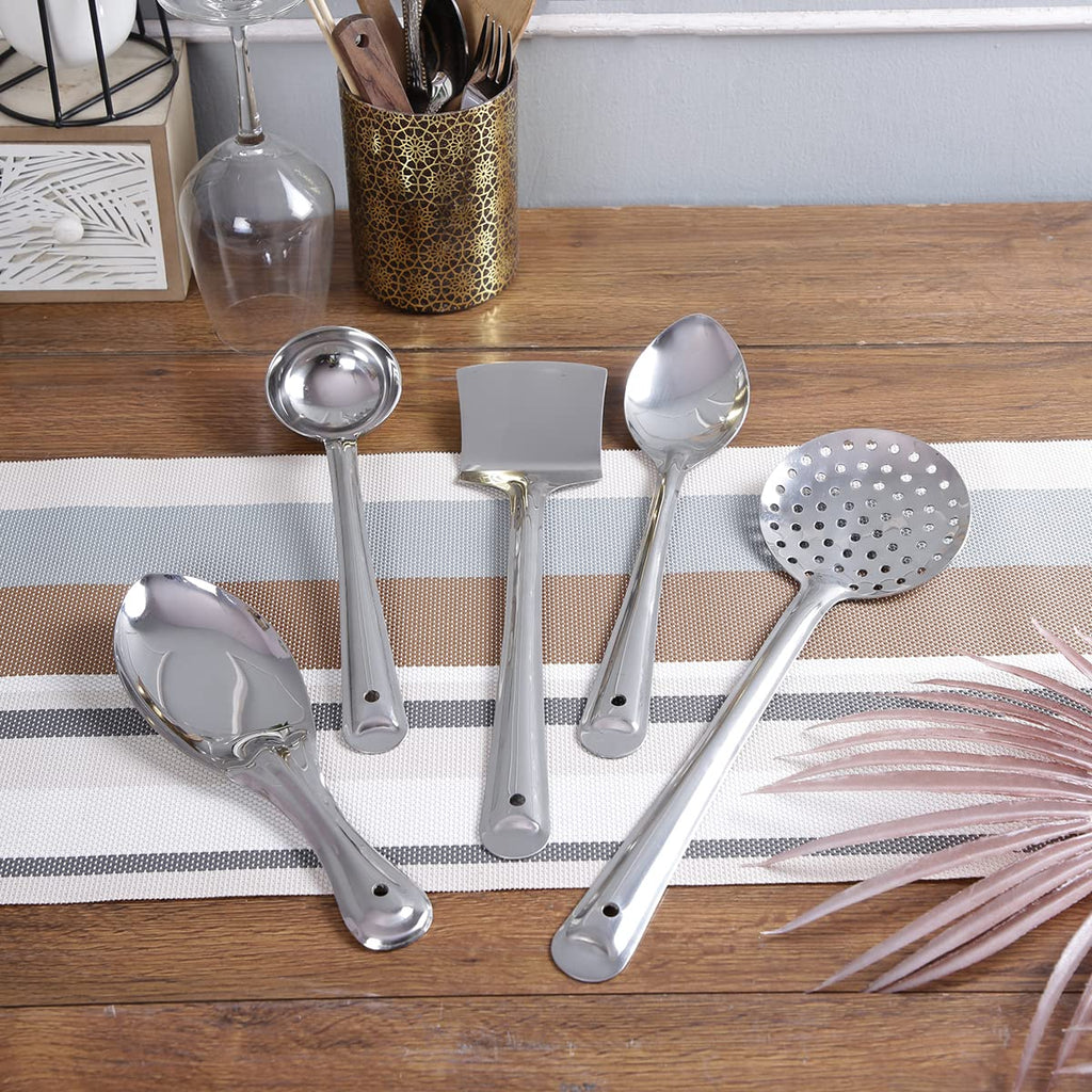 SPRINGWAY - Brand of Happiness | Unique Stainless Steel Cooking & Serving Spoon (Set of 5)