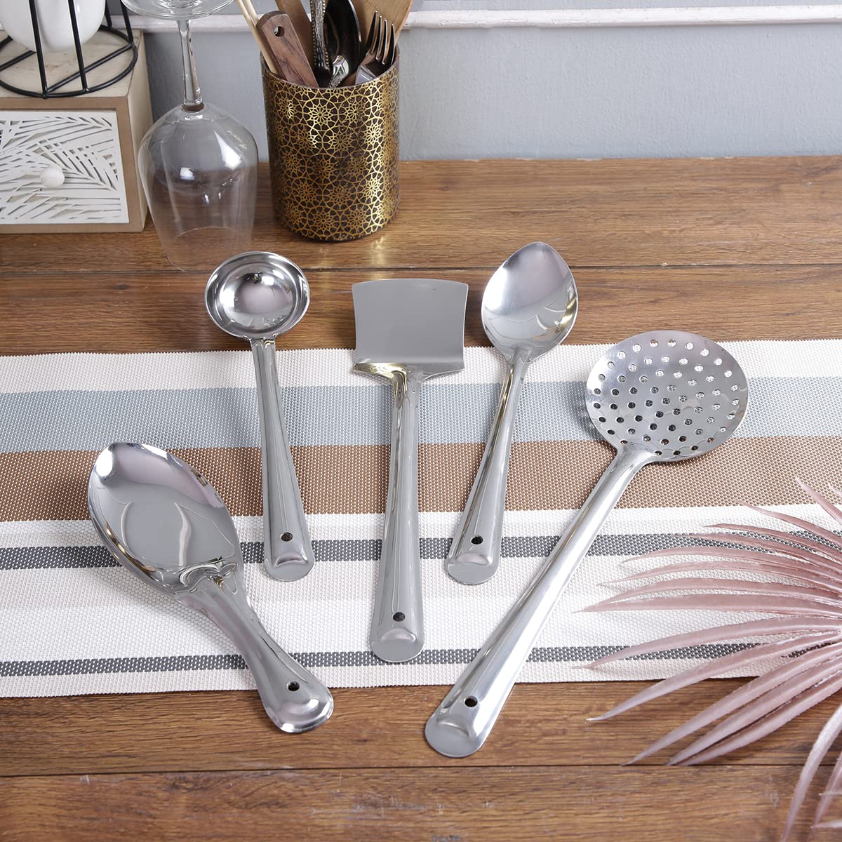 SPRINGWAY - Brand of Happiness | Unique Stainless Steel Cooking & Serving Spoon (Set of 5)