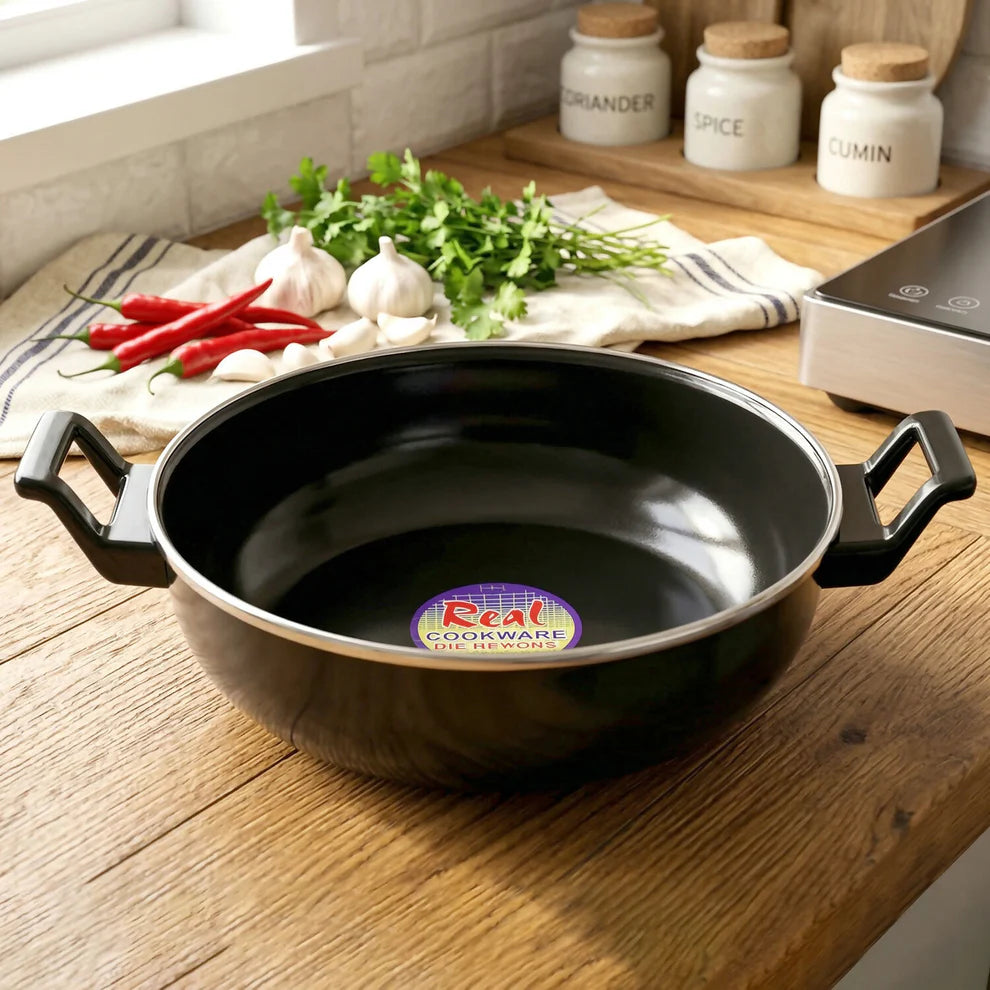Utensia Hard-Coated Karahi Pan with Dual Handles | Durable Non-Stick Cooking Pan for Everyday Use