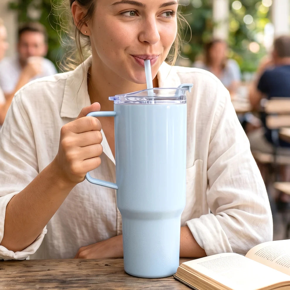 Travel Sipline Tumbler with Handle, Lid & Straw | Large Capacity Insulated Drink Cup