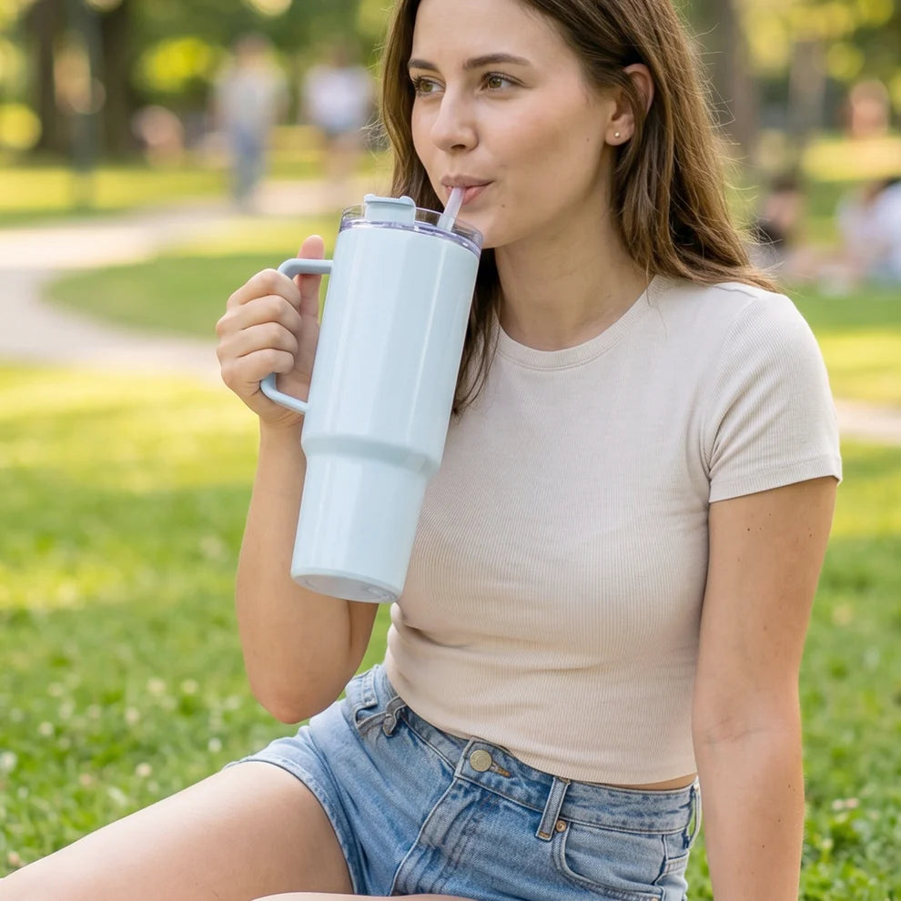Travel Sipline Tumbler with Handle, Lid & Straw | Large Capacity Insulated Drink Cup