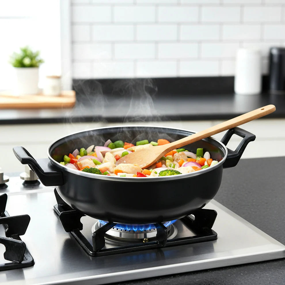 Utensia Hard-Coated Karahi Pan with Dual Handles | Durable Non-Stick Cooking Pan for Everyday Use