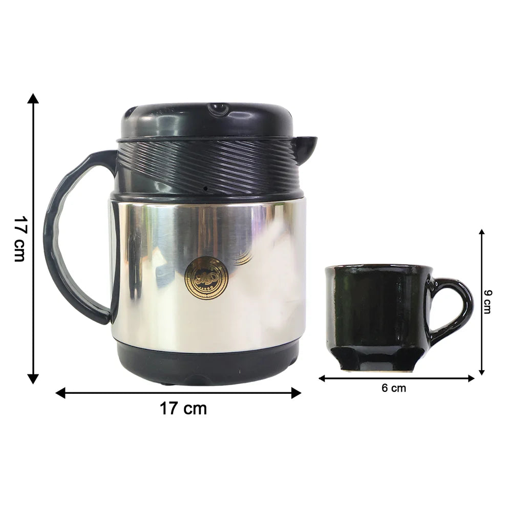 Utensia Insulated Thermos Flask with 6 Ceramic Cups | Premium Tea & Coffee Serving Set